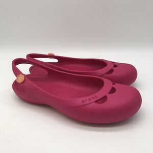 Crocs Jayna Slingback Flats Women's size 7 Fushia Pink Sandals Slip On Shoes